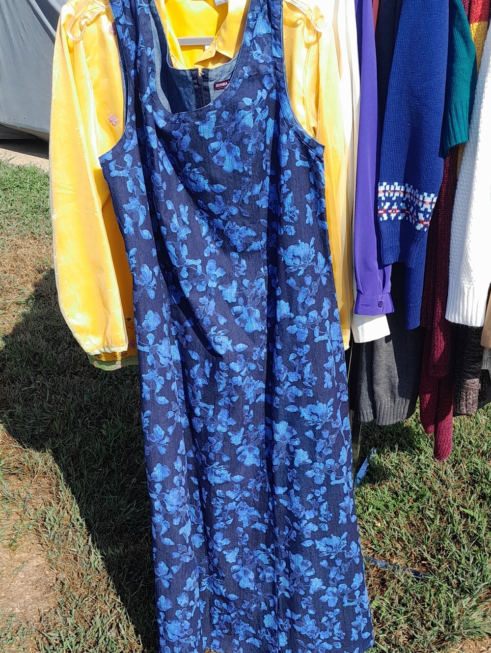 Y2k Jessica London Blue Floral Maxi Dress - Sleeveless
